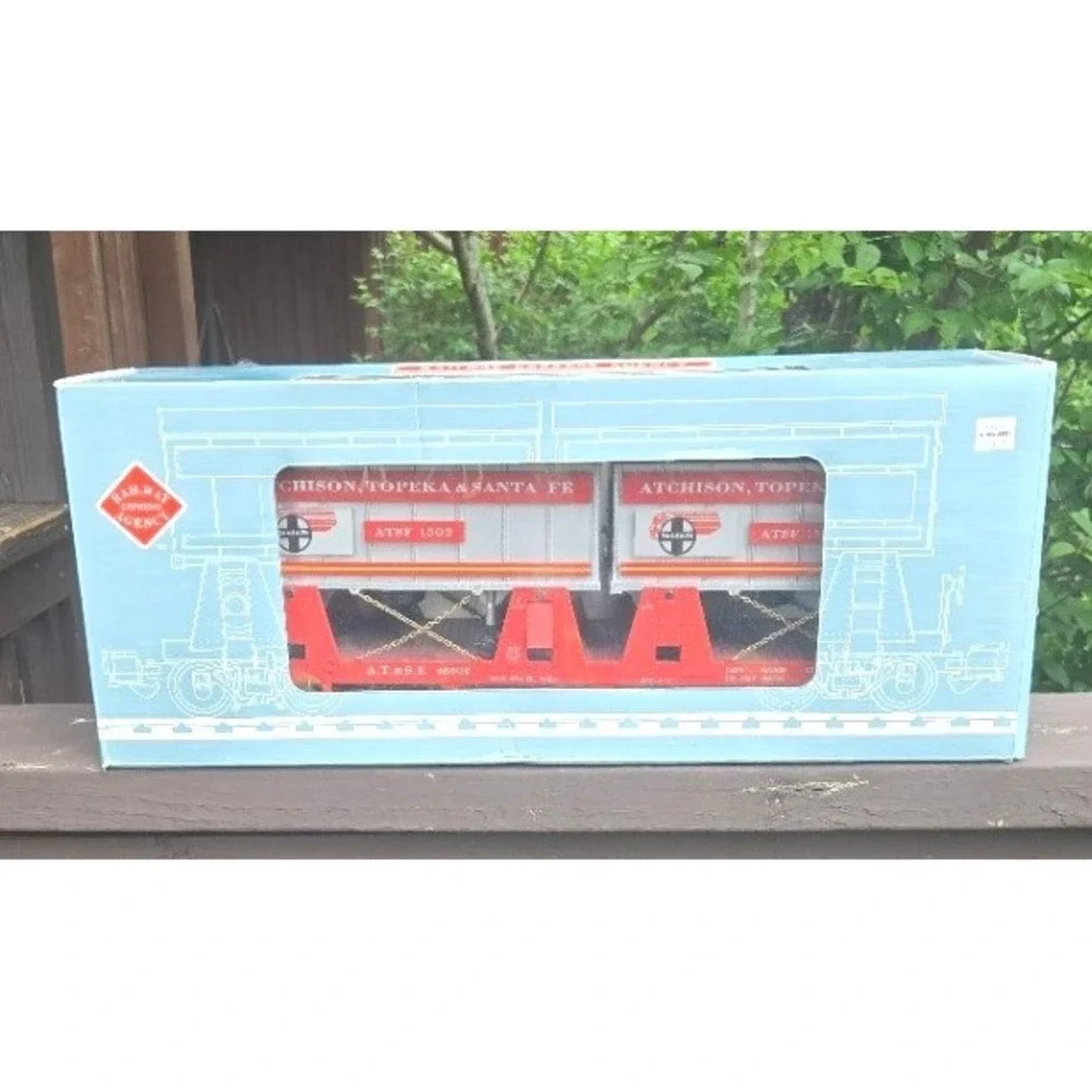 Polk's G Scale Santa Fe Piggyback Flatcar with Two‎ Trailers REA-46502